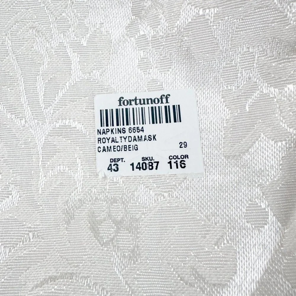 Vintage Fortunoff Napkin 12Pc Bundle Royalty Floral Damask Jacquard Pearl Cameo